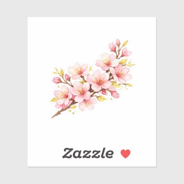 Sticker Branche de Sakura Fleur de Cerisier Rose Accents D (Feuille)