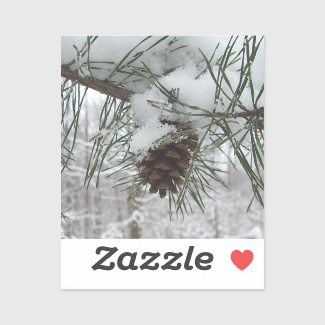 Sticker Branche des pins neigeux Photographie de la nature (Feuille)