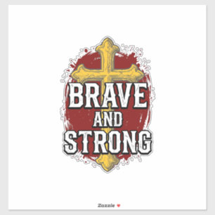 Sticker Brave et Fort Design de Chemise Vintage Croix_1