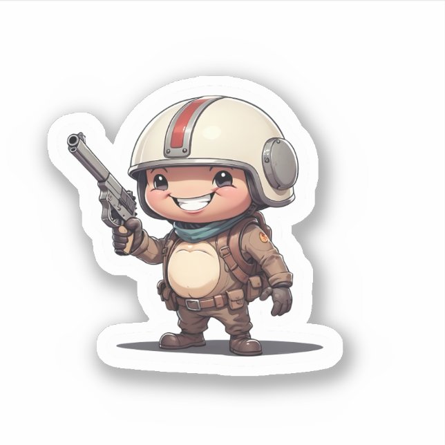 Sticker brave petit soldat mignon (Devant)