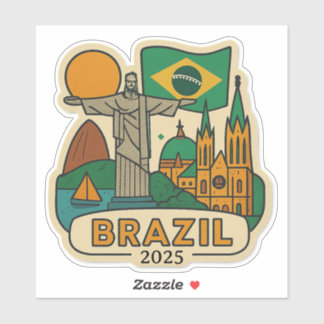 Sticker Brazil Travel Design with Custom Year
