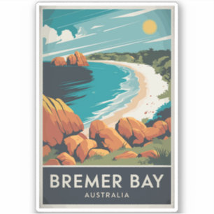 Sticker Bremer Bay Australie Illustration Voyage Art Retro