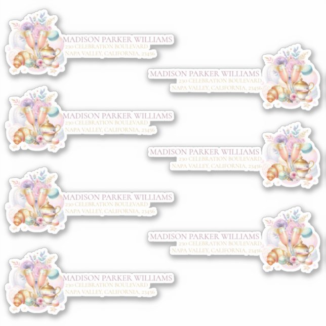 Sticker Bridal Brunch Pastel Pink Gold Adresse personnalis (Devant)