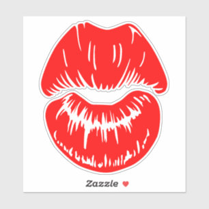 Sticker Bright Red Lipstick Kiss Mark