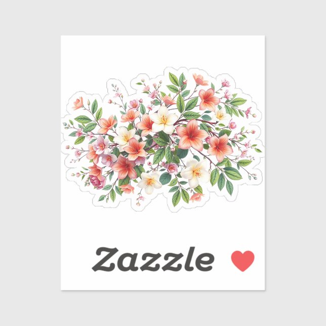 Sticker Bright Spring Floral Bouquet (Feuille)