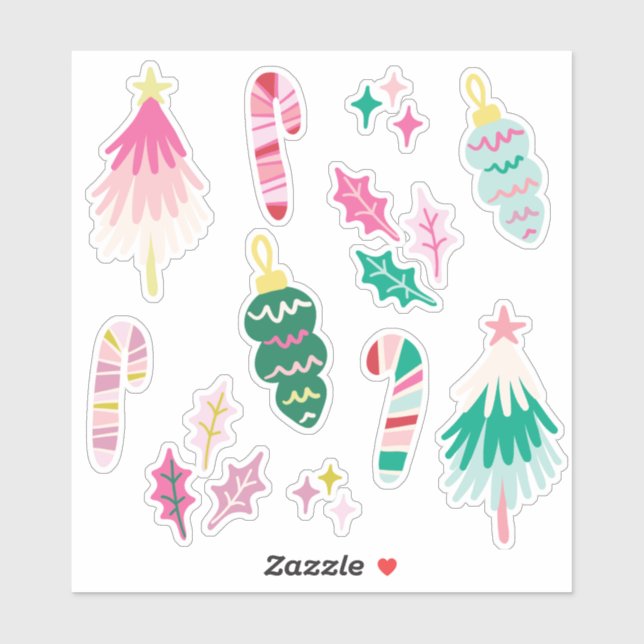 Sticker Bright Whimsical Christmas Illusrations (Feuille)