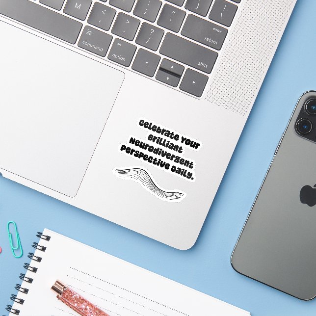 Sticker Brillante Perspective Neurodivergente Quotidienne  (Ordinateur portable avec iPhone)