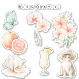 Sticker Brise d'été Blush Pêche Hibiscus  