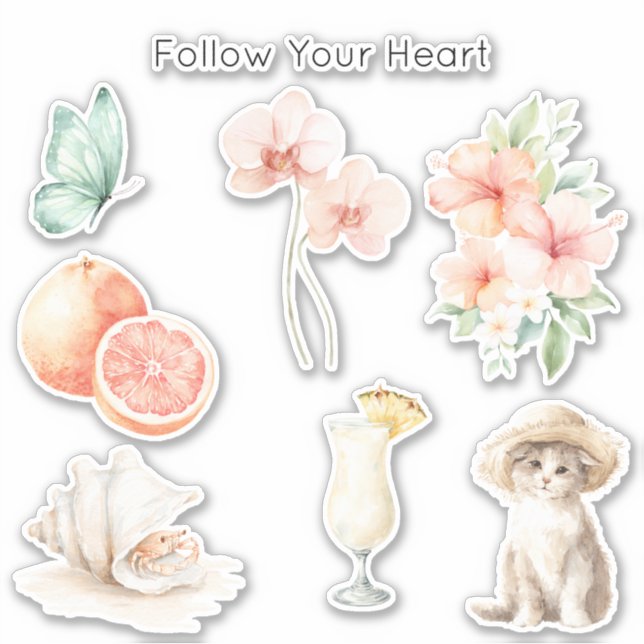 Sticker Brise d'été Blush Pêche Hibiscus   (Devant)