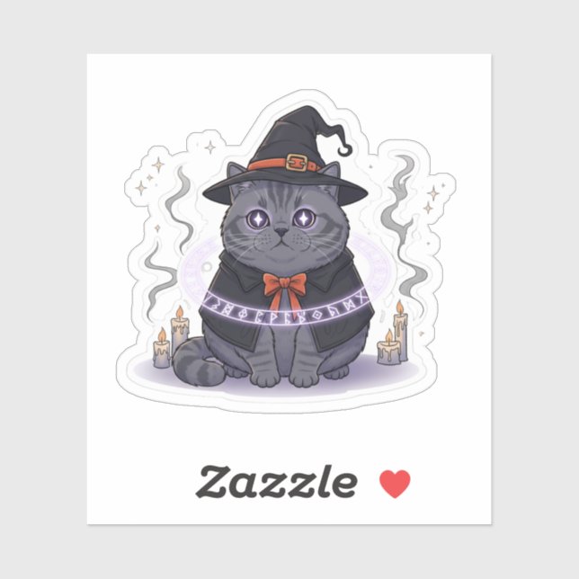Sticker Brit Familiar - British Shorthair Witch (Feuille)