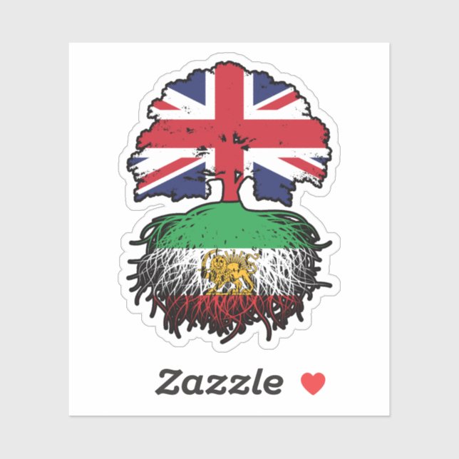 Sticker British Grown Iranian Roots Lion and Sun (Feuille)