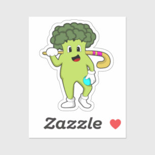 Sticker Broccoli à Hockey avec chauve-souris de hockey