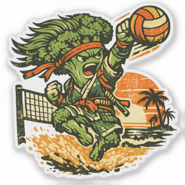 Sticker Broccoli Bushido Beach Volleyball — Summer Spike  (Devant)