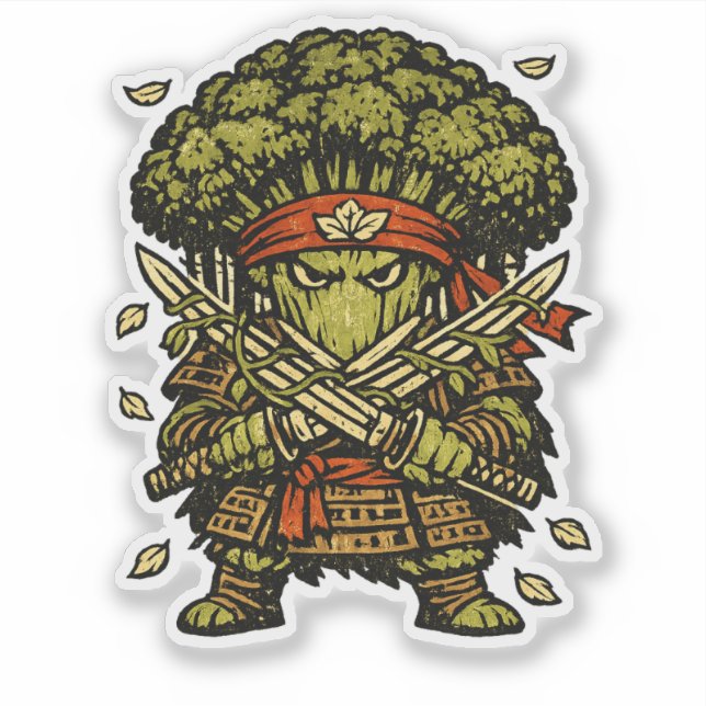 Sticker Broccoli Bushido — Protecteur de la Forêt (Devant)