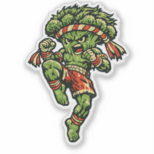 Sticker Brocoli Muay Thai — Vintage Retro Street Fighter 