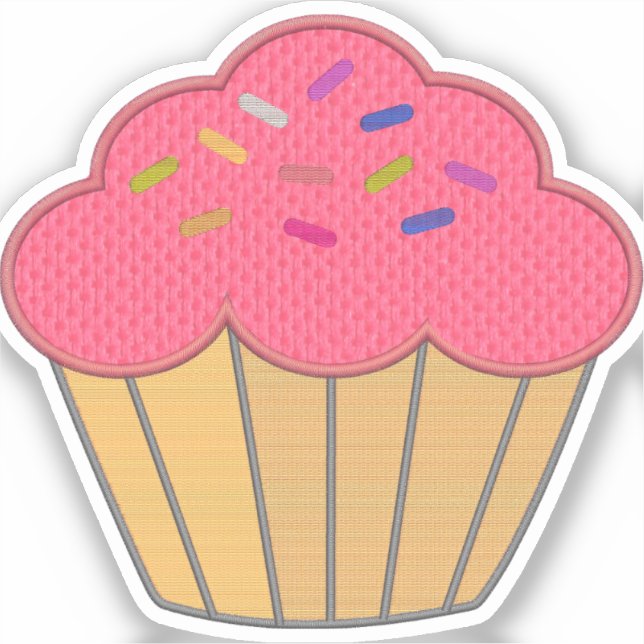 Sticker Broderie de cupcake à fraise Imprimer (Recto)
