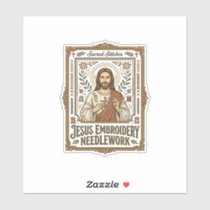Sticker Broderie Jésus Travail à l'aiguille Jésus Broderie