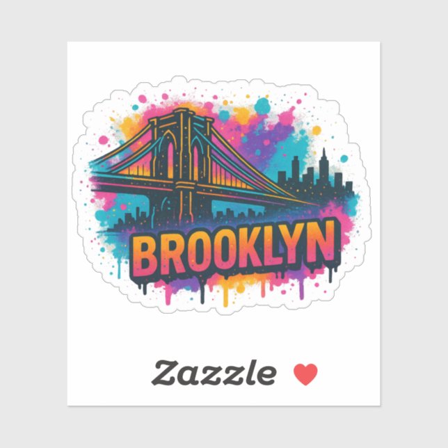 Sticker Brooklyn Bridge Graffiti Pop Art – Colorful Urban  (Feuille)