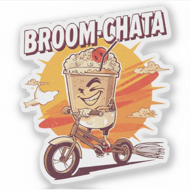 Sticker Broom-chata Funny Halloween Cocktail Pun (Devant)