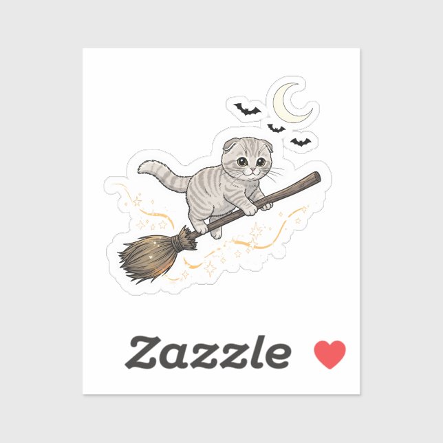 Sticker Broomstick Plier - Cuisine écossaise Plier Chat Ha (Feuille)