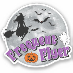 Sticker Broomstick pour sorcière Halloween Circulaire fréq