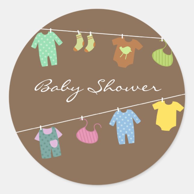 Sticker Brown Baby shower neutre (Devant)