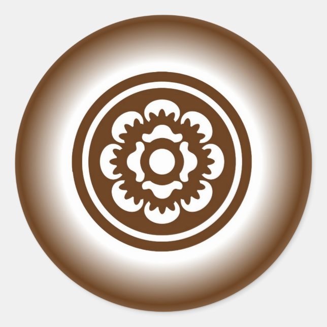 sticker Brown blanc beige floral étiquette (Devant)