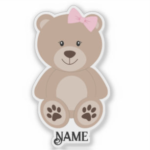 Sticker Brown Ours rose personnalisé