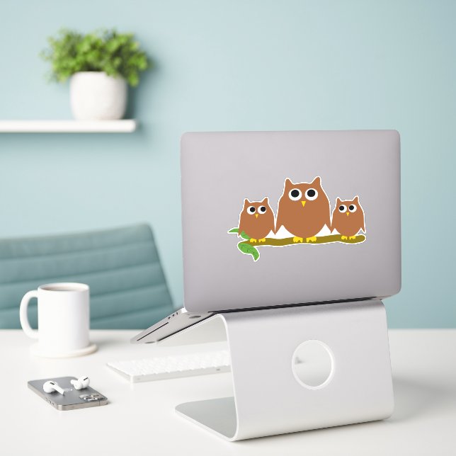 Sticker Brown Owls Design (Ordinateur portable sur le bureau)