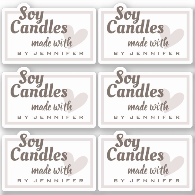 Sticker Brown rustique fait avec coeur d'amour Bougies nat (Devant)