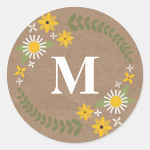 Sticker Brown Wilflower Monogram
