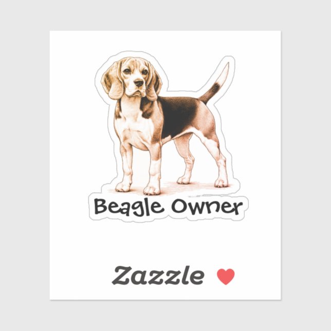 Sticker Brun Beagle Personnelisé (Feuille)