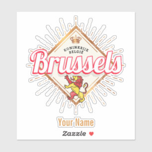 Sticker Bruxelles Europe Capital Belgique Retro Lion Vinta