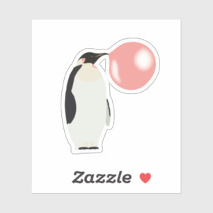 Sticker Buble Gomme Penguin soufflant bulle