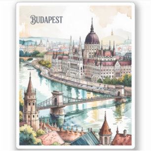 Sticker Budapest Hongrie Parlement Rivière Danube Skyline