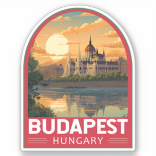 Sticker Budapest Hongrie Travel Art Vintage