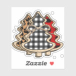 Sticker Buffalo Plaid Christmas Trees<br><div class="desc">Arbres de Noël en bois mou avec arc et Buffalo Plaid et autocollant Empreinte de léopard.</div>