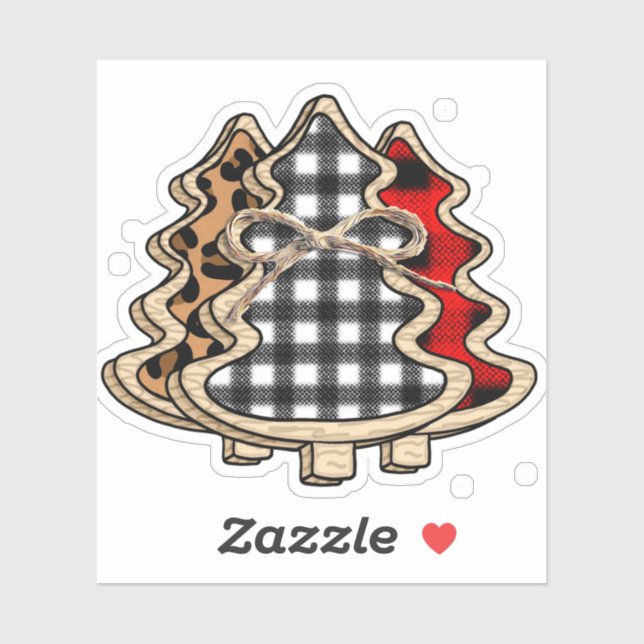 Sticker Buffalo Plaid Christmas Trees (Feuille)