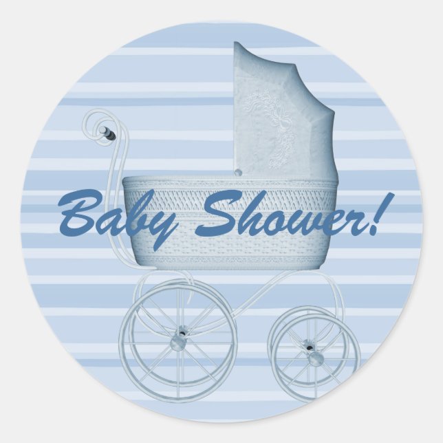 Sticker Buggy Stripes baby shower (Devant)