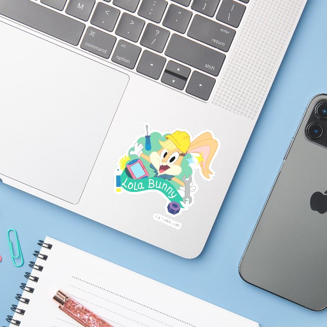 Sticker BUGS BUNNY BUILDERS™| Graphique du personnage Lola (Ordinateur portable avec iPhone)