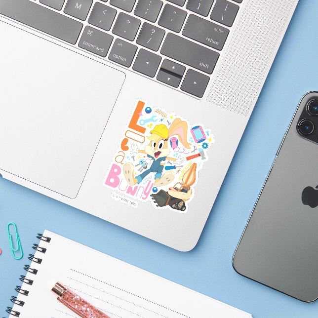 Sticker BUGS BUNNY BUILDERS™| Outils de travail de Lola Bu (Ordinateur portable avec iPhone)