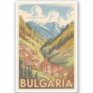 Sticker Bulgarie Illustration peinte Voyage Art Vintage