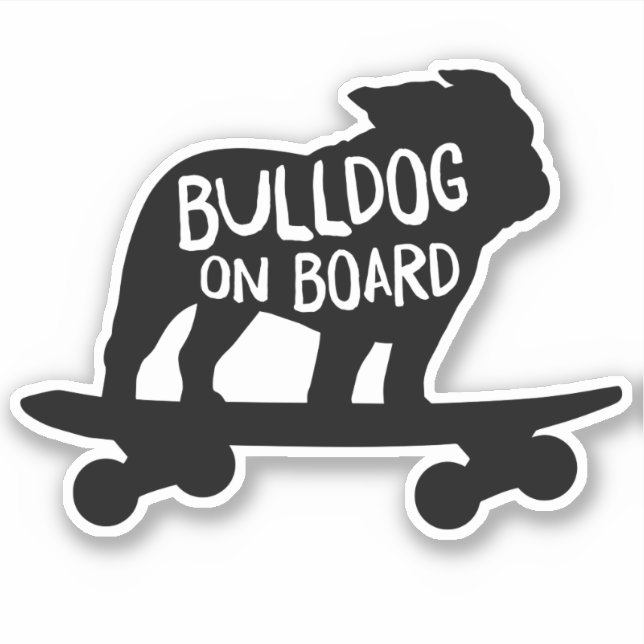 Sticker Bulldog à bord | Chien de Skateboard Cool (Devant)