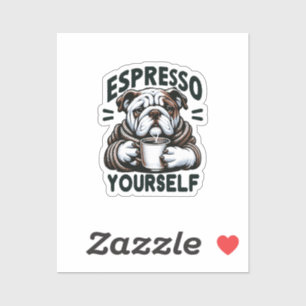 Sticker Bulldog Espresso Chaud - Café Confortable