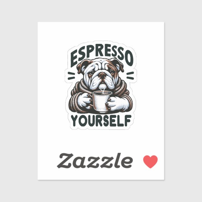 Sticker Bulldog Espresso Chaud - Café Confortable (Feuille)