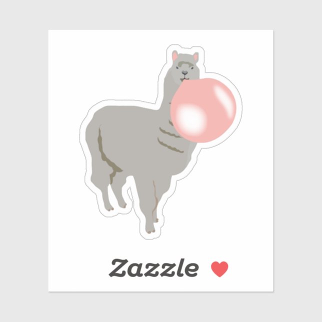 Sticker Bulle de gomme Llama soufflant bulle (Feuille)