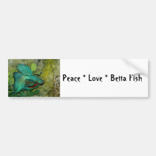 Sticker Bumper Betta Poisson Peace Love