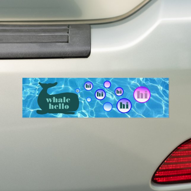 Sticker bumper Hello Whale (En voiture)