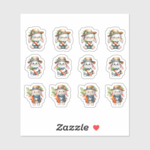 Sticker Bunnies de Pâques avec carottes et lunettes