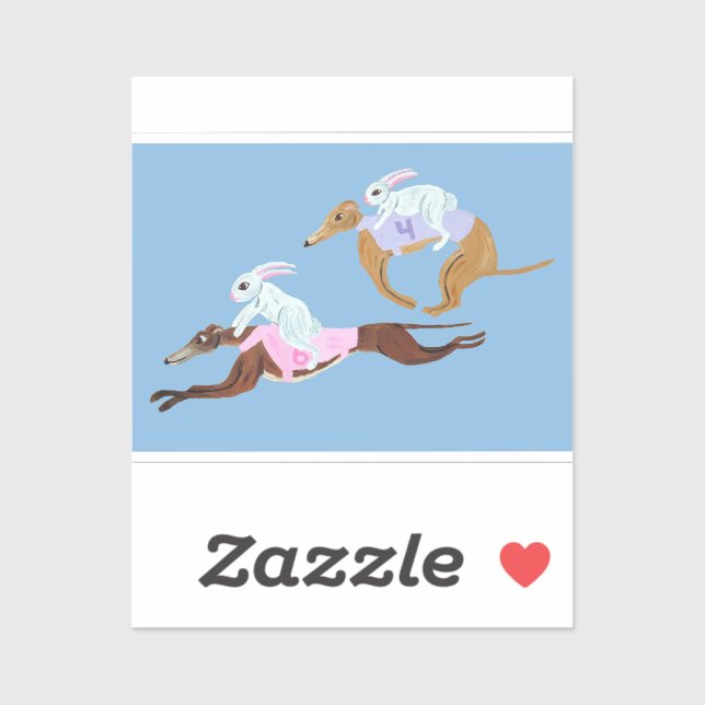 Sticker Bunnies riding Greyhounds (Feuille)